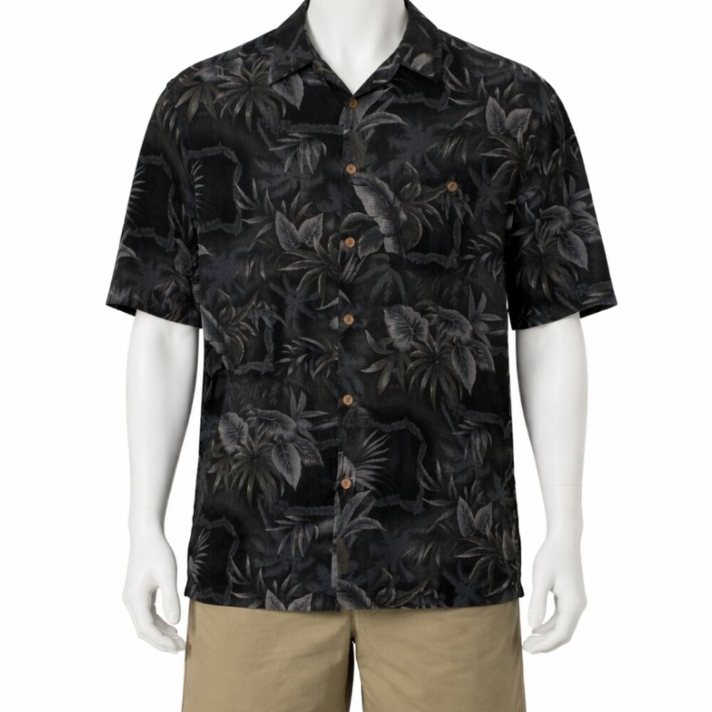Island Shores Hawaiian Shirt Mens LT Blue Floral Tropical Short Sleeve